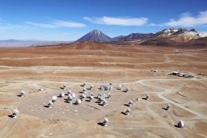 Luchtfoto van het ALMA-observatorium op het Chajnantor-plateau. Foto: ESO